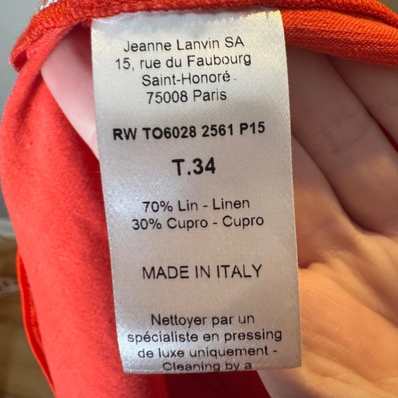 Lanvin Orange Linen Blend Sleeveless Top Size 34 - Picture 10 of 12
